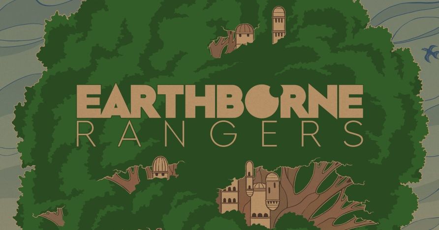 Box art for Earthborne Rangers showing a ranger figure overlooking a green valley landscape