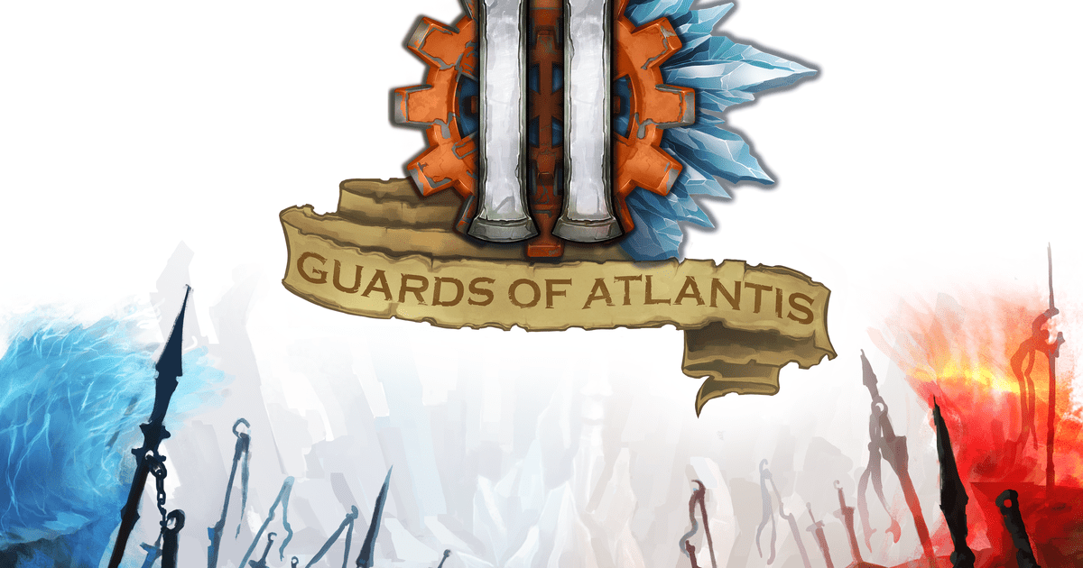 Box art for Guards of Atlantis II showing stylized fantasy hero champions in dynamic combat poses