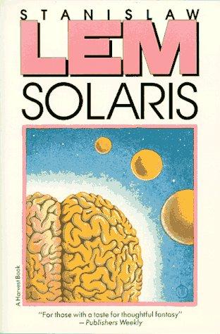 Cover of the paperback edition of Solaris by Stanislaw Lem, showing a swirling blue and green planetary surface